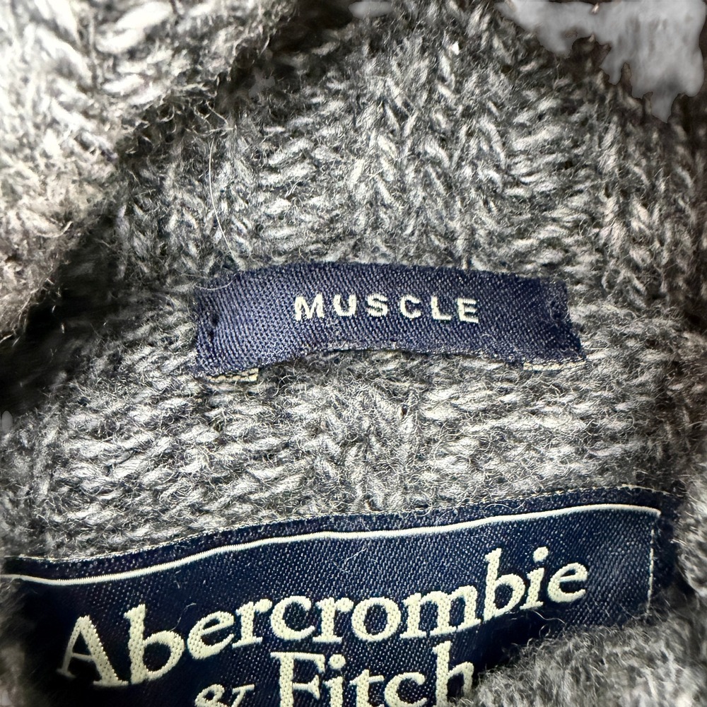 Abercrombie & Fitch Lambswool Ribbed Turtleneck Sweater Men's L Gray Muscle Fit - Picture 9 of 11